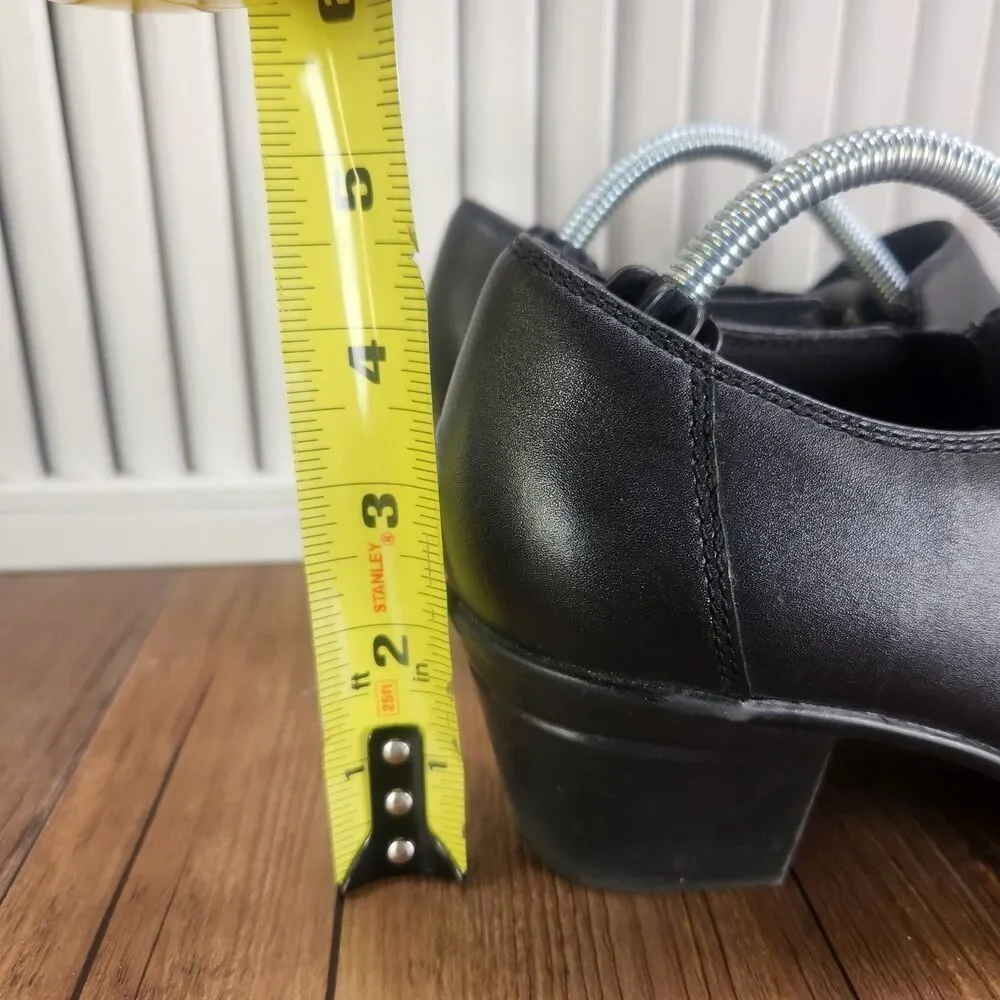 Clarks Emslie Warren Loafer Women 7.5 M Black Leather Modern Biker Low Top Shoes